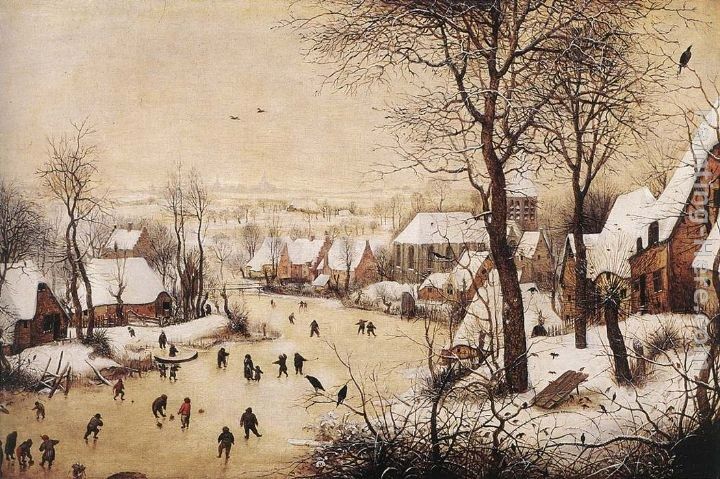 Pieter the Elder Bruegel Winter Landscape with Skaters and Bird Trap